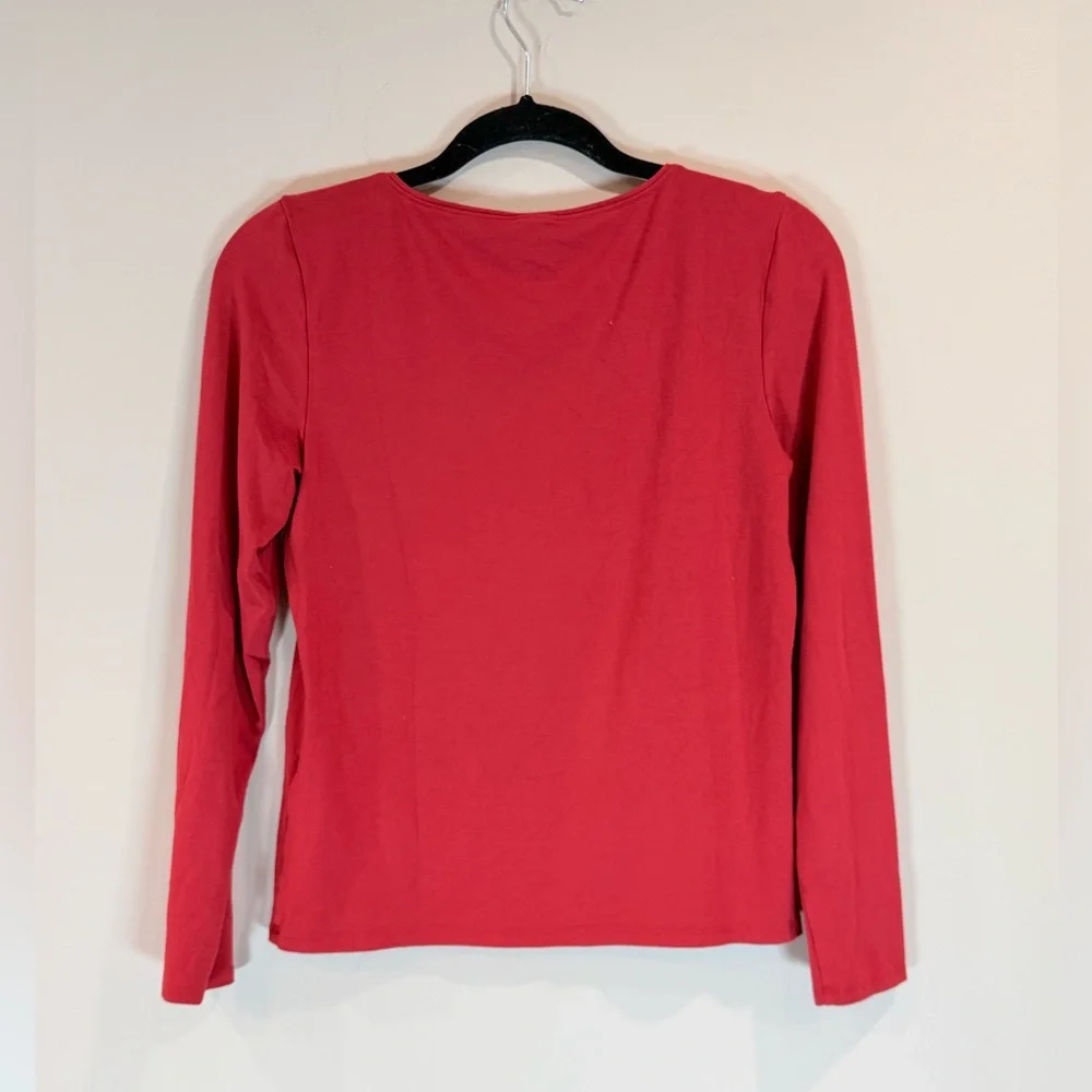 🔥Eileen Fisher Women’s Long-Sleeve Scoop Neck Top - Red Size M EC🔥